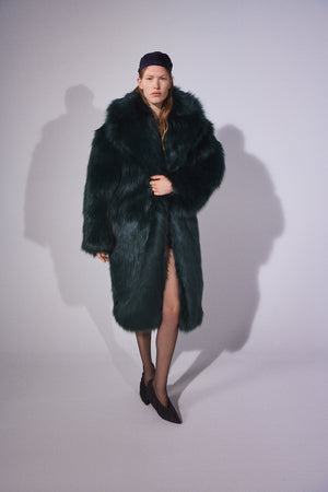 fur lined dress coat Coffee Luxe Cloud Faux Fur Collared Coat